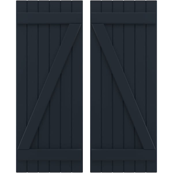 Ekena Millwork Americraft 6-Board (2 Batten) Wood Joined Board-n-Batten Shutters w/ Z-Bar, ARW102BB621X77OBH, PR ARW102BB621X77OBH - main